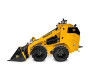 A Paddock Wheeled Loader from Scintex, featuring a diesel engine and shown in yellow with black wheels and a front bucket attachment. The brand name is prominently displayed in black on the side and bucket, emphasizing its robust design. The loader is viewed from the side against a white background.