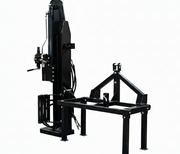 The Paddock Tractor 3pt Mount Log Splitter by Paddock is a black, vertical hydraulic log splitter with a sturdy metal frame, designed for tractor compatibility, shown on a plain white background.