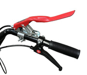 Close-up of a black handlebar with textured grip, black 